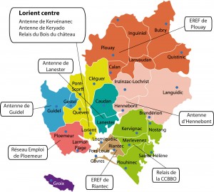 Carte du territoire de la Mission Locale du Pays de Lorient